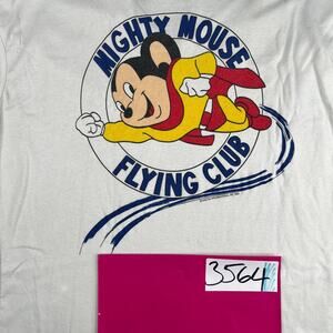 Mighty Mouse Vintage 1985  M T-Shirt Flying Club V Neck Sleeveless *See Photos